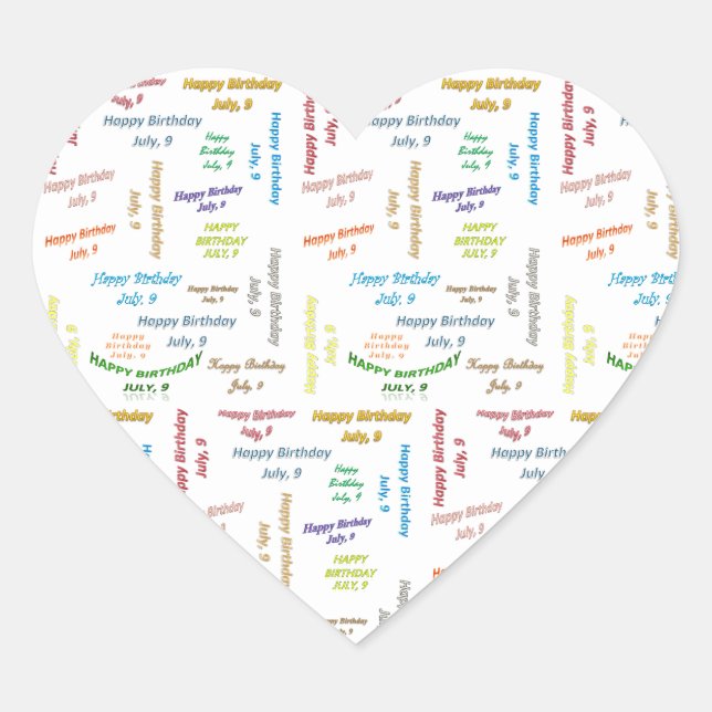 Sticker Cœur Juillet 9 Anniversaire (Devant)