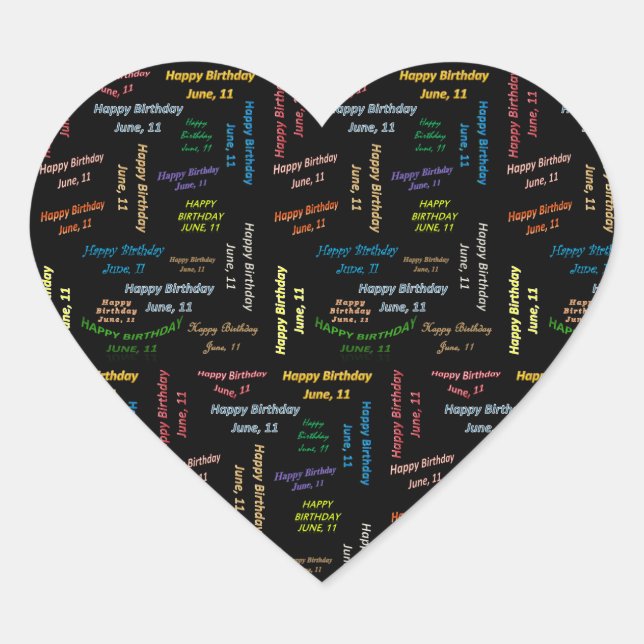 Sticker Cœur Juin, 11 Anniversaire (Devant)