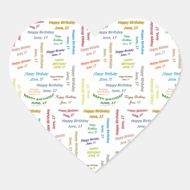 Sticker Cœur Juin, 17 Anniversaire (Devant)