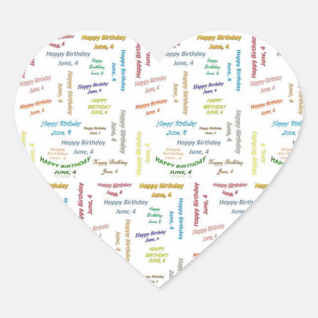 Sticker Cœur Juin, 4 Anniversaire (Devant)