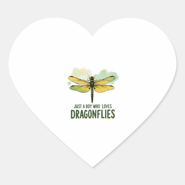 Sticker Cœur Just a Boy who loves Dragonflies. Dragonflies Drag (Devant)