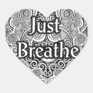 Sticker Cœur Just Breathe - Calmer Mandala Inspiré