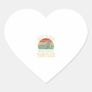 Sticker Cœur Juste un garçon qui aime les tortues Vintage Turtl