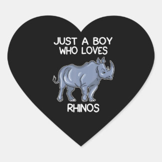 Sticker Cœur Juste Un Garçon Qui Aime Rhinos Lover Cadeau Rhino