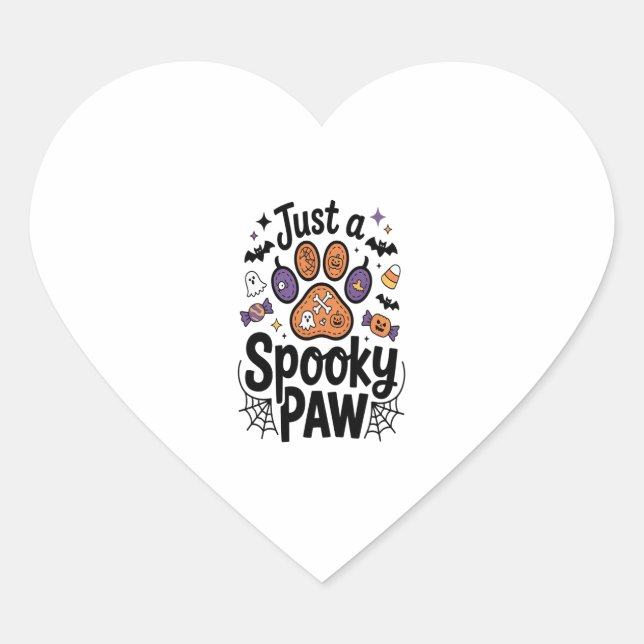 Sticker Cœur Juste Un PNG Paw Éffrayant, Halloween Chien (Devant)