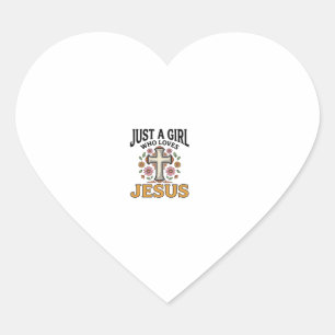 Sticker Cœur Juste une fille qui aime Jésus Floral Cross Shirt_