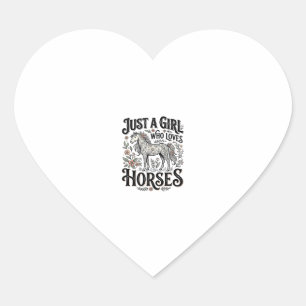Sticker Cœur Juste une fille qui aime les chevaux dessin floral