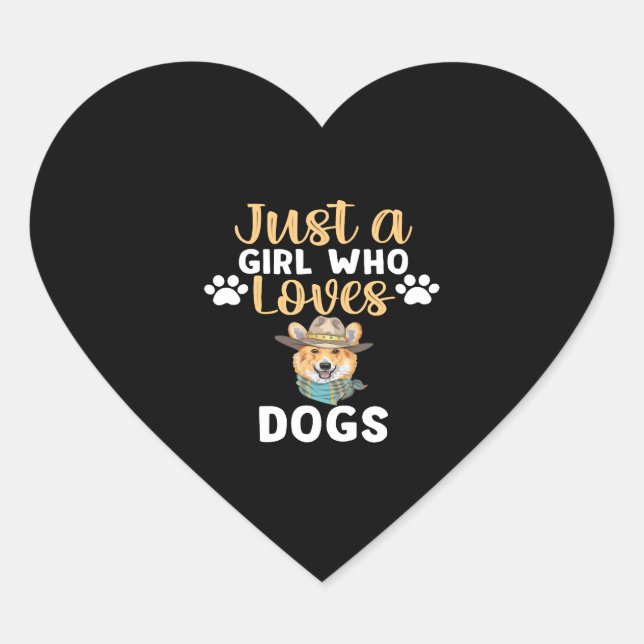 Sticker Cœur juste une fille qui aime les chiens (Devant)