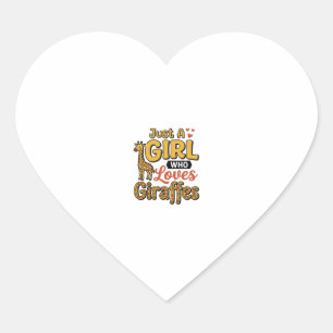 Sticker Cœur Juste Une Fille Qui Aime Les Girafes Vintage Vecto