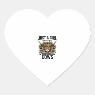 Sticker Cœur Juste une fille qui aime les vaches des Highlands 