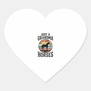 Sticker Cœur Juste une grand-mère qui aime les chevaux design v