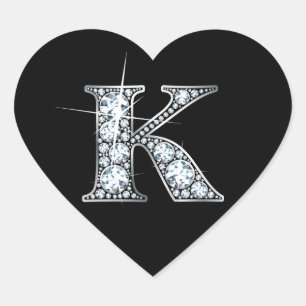 Sticker Cœur "K" Faux-"Diamond Bling" sur l'autocollant Black H