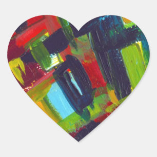 Sticker Cœur Kandinsky 304 Oeuvre Abstraite colorée