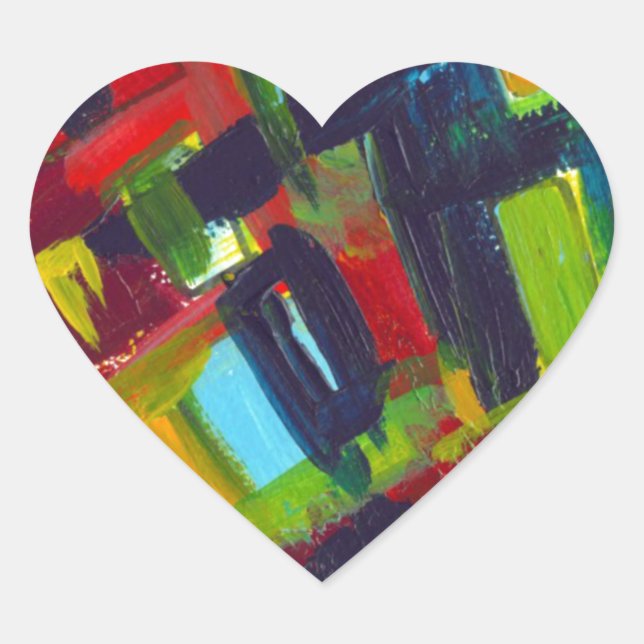 Sticker Cœur Kandinsky 304 Oeuvre Abstraite colorée (Devant)