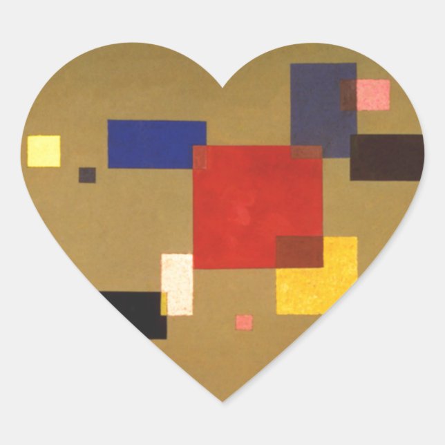Sticker Cœur Kandinsky Treize Rectangles peinture Abstraite (Devant)