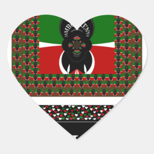 Sticker Cœur Karibu Kenya : Les couleurs vives du drapeau natio