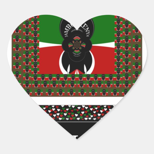 Sticker Cœur Karibu Kenya : Les couleurs vives du drapeau natio (Devant)
