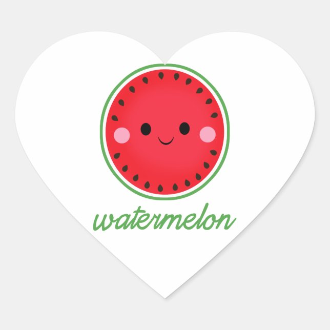 Sticker Cœur Kawaii Watermelon (Devant)