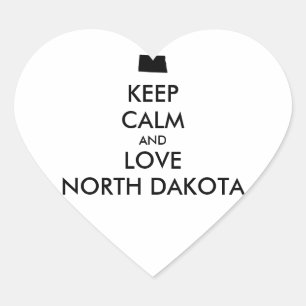 Sticker Cœur KEEP CALM et LOVE NORTH DAKOTA