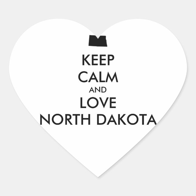Sticker Cœur KEEP CALM et LOVE NORTH DAKOTA (Devant)