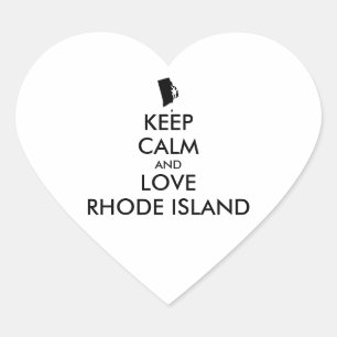 Sticker Cœur KEEP CALM et LOVE RHODE ISLAND personnalisables