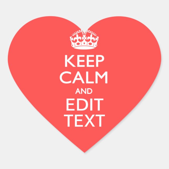 Sticker Cœur KEEP CALM personnalisé et avoir votre texte sur Co
