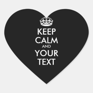 Sticker Cœur KEEP CALM personnalisé et votre texte - mots blan
