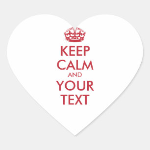 Sticker Cœur KEEP CALM personnalisé et VOTRE TEXTE - mots rouge