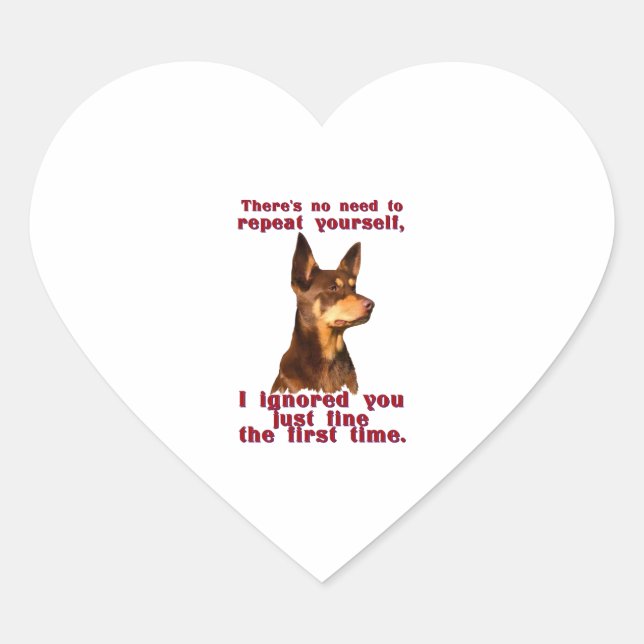 Sticker Cœur Kelpie australienne - pas besoin de se répéter (Devant)