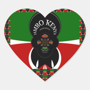 Sticker Cœur Kenya Lovely back rouge vert coeur ethnique tribal