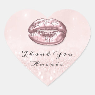 Sticker Cœur Kiss Lips Parties scintillant Coeur rose Maquillag