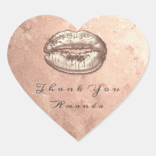 Sticker Cœur Kiss Lips Rose rose Heart Maquillage Blush 16e Mer