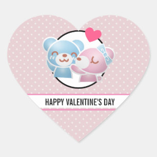 Sticker Cœur Kissing Bears mignon Heureuse Sainte-Valentin