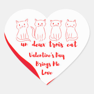 Sticker Cœur Kitty de la Saint-Valentin - Un Deux Trois Cat