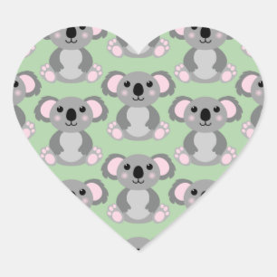 Sticker Cœur Koala Bear Baby shower vert genre neutre