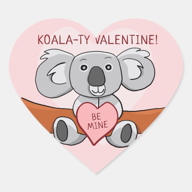Sticker Cœur Koala Koality Be Mine Valentine (Devant)