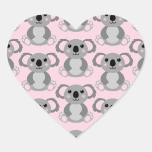 Sticker Cœur Koala ours Baby shower fille rose