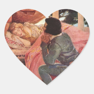 Sticker Cœur La Belle au Bois Dormant de Jessie Willcox Smith