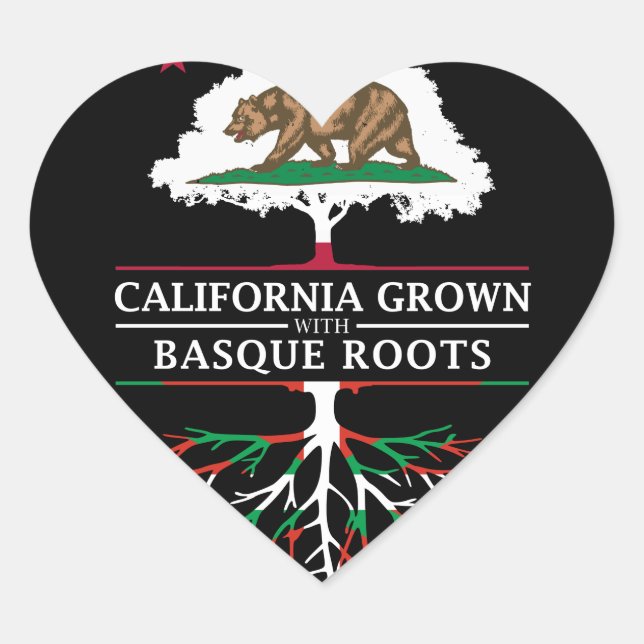 Sticker Cœur La Californie a grandi avec des racines basques (Devant)