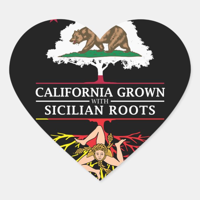 Sticker Cœur La Californie grandit avec des racines siciliennes (Devant)