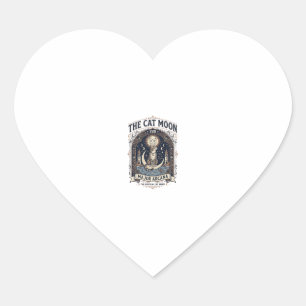 Sticker Cœur La carte de tarot de chat de lune majeure arcane v