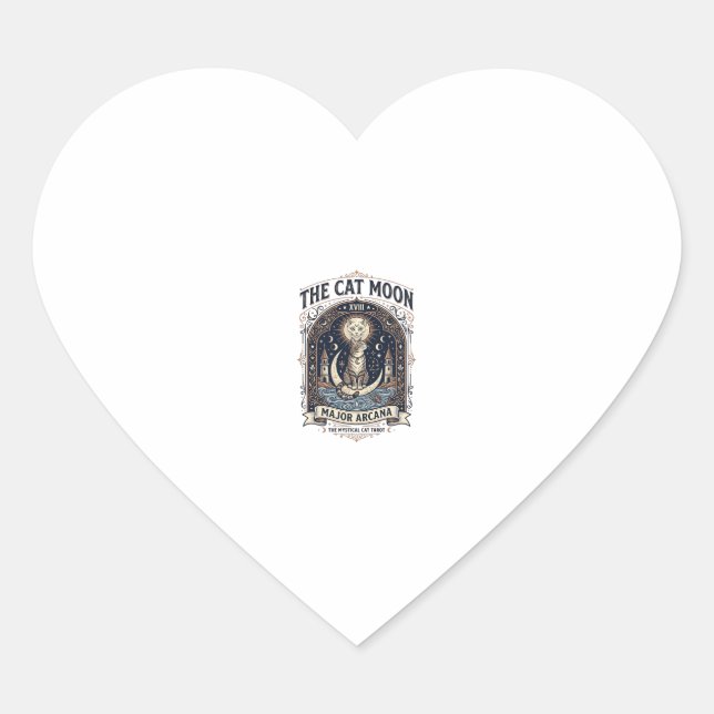 Sticker Cœur La carte de tarot de chat de lune majeure arcane v (Devant)