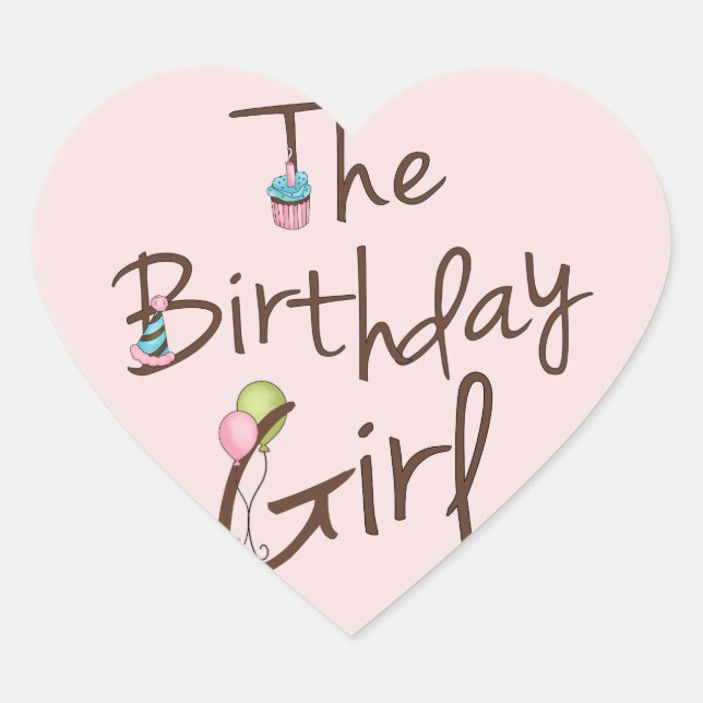Sticker Cœur La fille d'anniversaire (Devant)