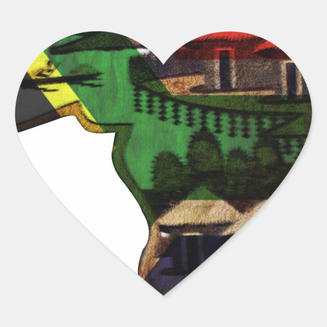 Sticker Cœur La mosaïque africaine en effervescence : Art Motif (Devant)