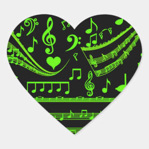 Sticker Cœur La musique et moi,En vert_