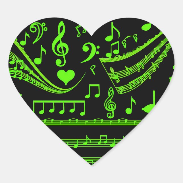 Sticker Cœur La musique et moi,En vert_ (Devant)