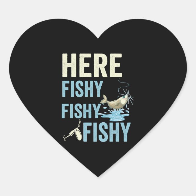 Sticker Cœur la pêche est ma pêche au poisson (Devant)