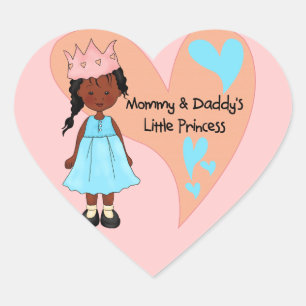 Sticker Cœur La princesse africaine américaine maman et papa