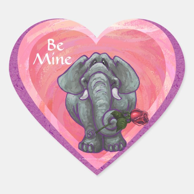 Sticker Cœur La Saint-Valentin des éléphants (Devant)