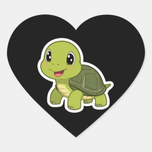 Sticker Cœur La Tortue Gourmande Qui Ne S'Est Jamais Précipitée